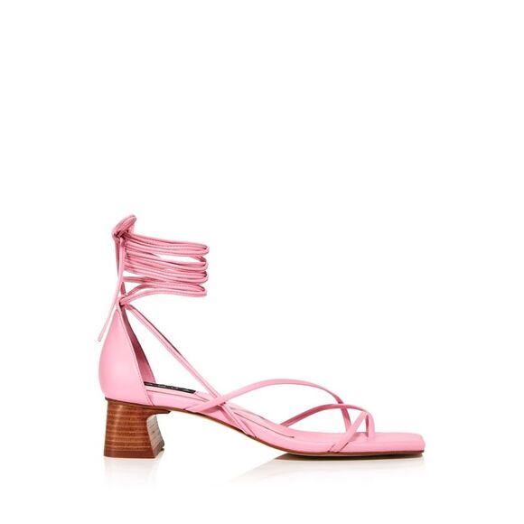 AQUA Womens Pink Strappy Zizi Square Toe Block Heel Heeled Thong Sandals 9 M - Picture 3 of 3